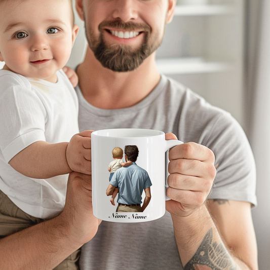 father and infant mug